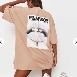 Tan T-shirt dress missguided& playboy size 4us